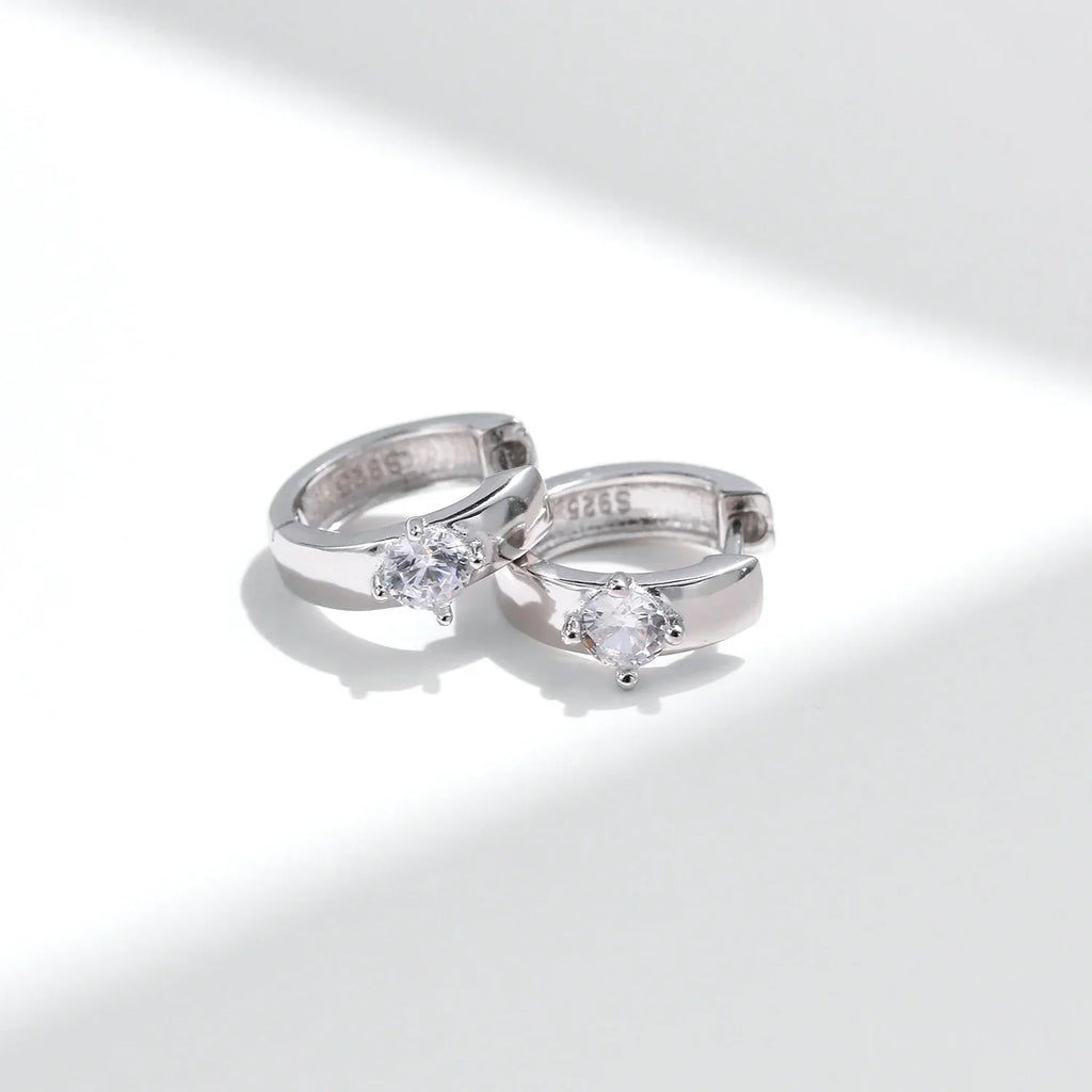 Round Moissanite Ear Buckles Lab Diamond 925 Sterling Silver Engagement & Wedding Hoop Earrings for Women Jewelry Gifts