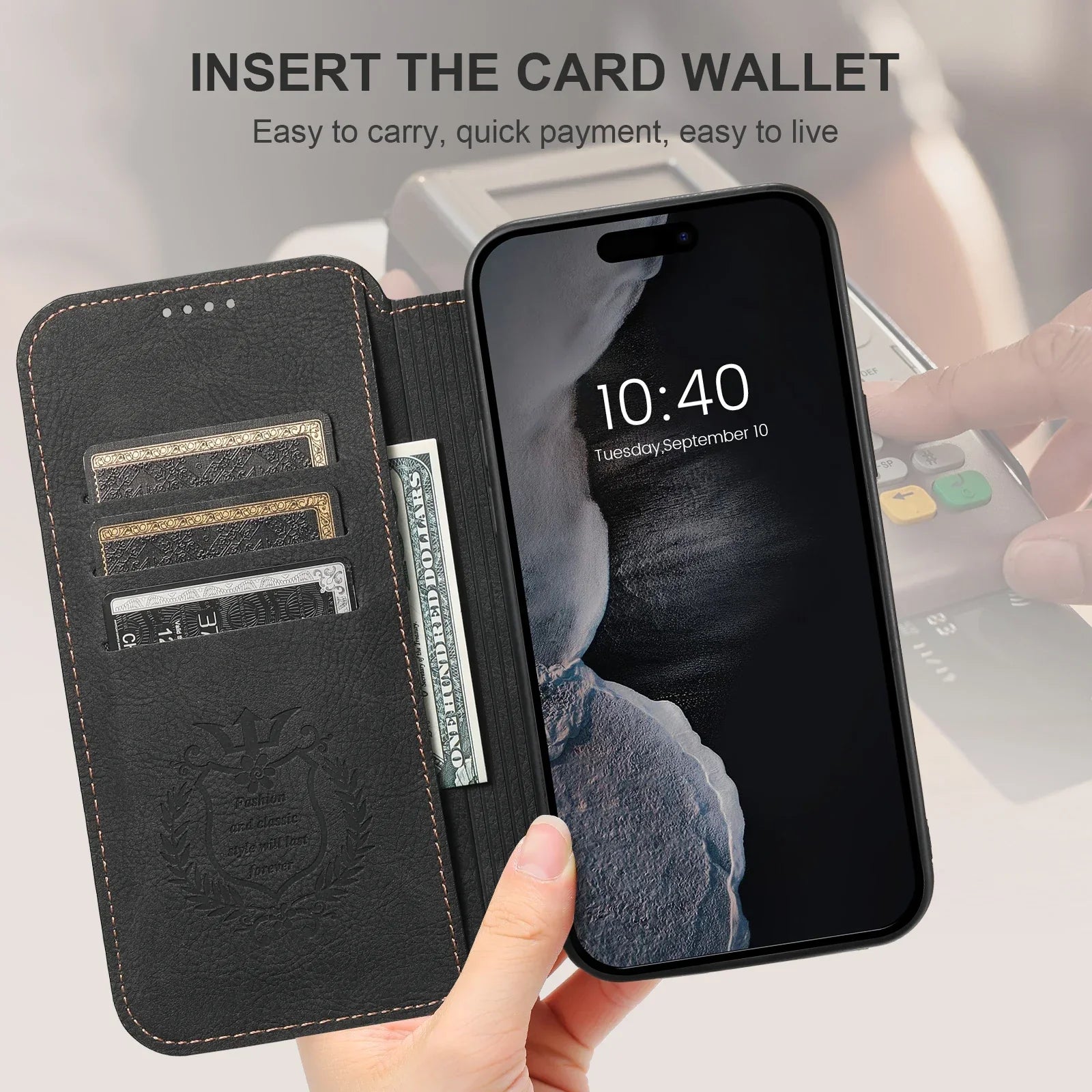 SUTENI Compatible Wireless Charging Leather Phone Case For iPhone 12 13 14 15 16 Plus 17 Pro Max Flip Cover Wallet Card Holder