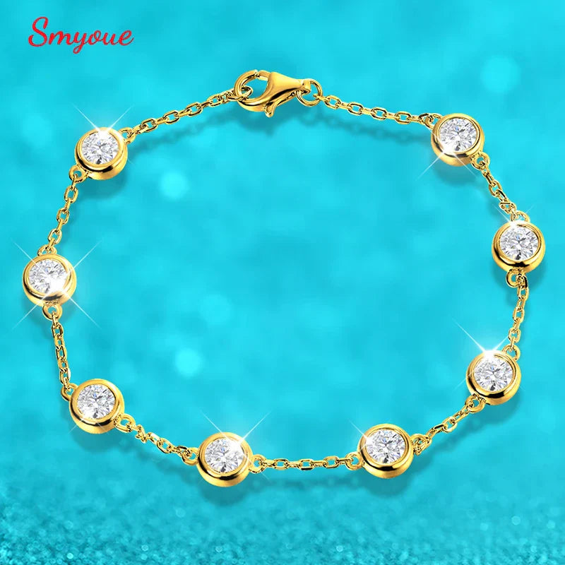 4mm Classic Bubble Moissanite Bracelet for Women 8 Stones Sparkling Lab Diamond Tennis Bracelet 925 Sterling Silver