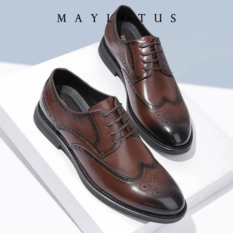 British Style Shoes PU Leather Business Formal Lace Up Oxfords Footwear Loafers Breathable Comfort Wedding Shoes