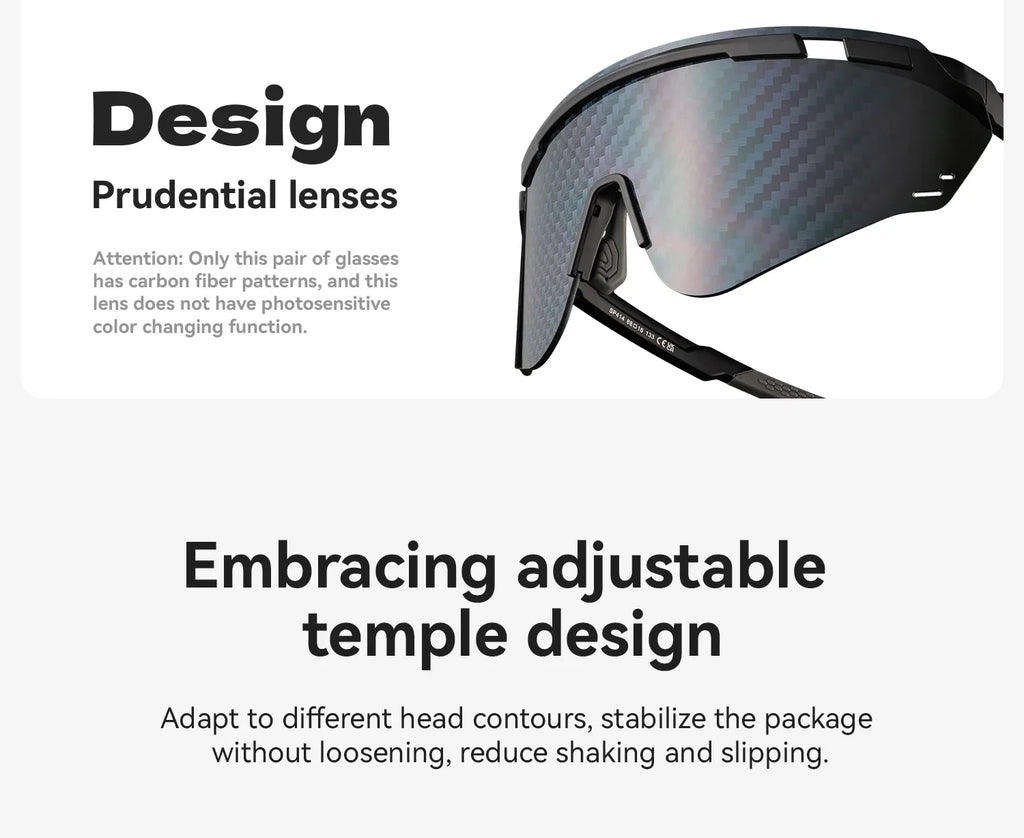 Cycling Glasses Photochromic UV400 Protection Sports Sunglasses Windproof Lightweight Carbon Fiber Outdoor Bike Glasses