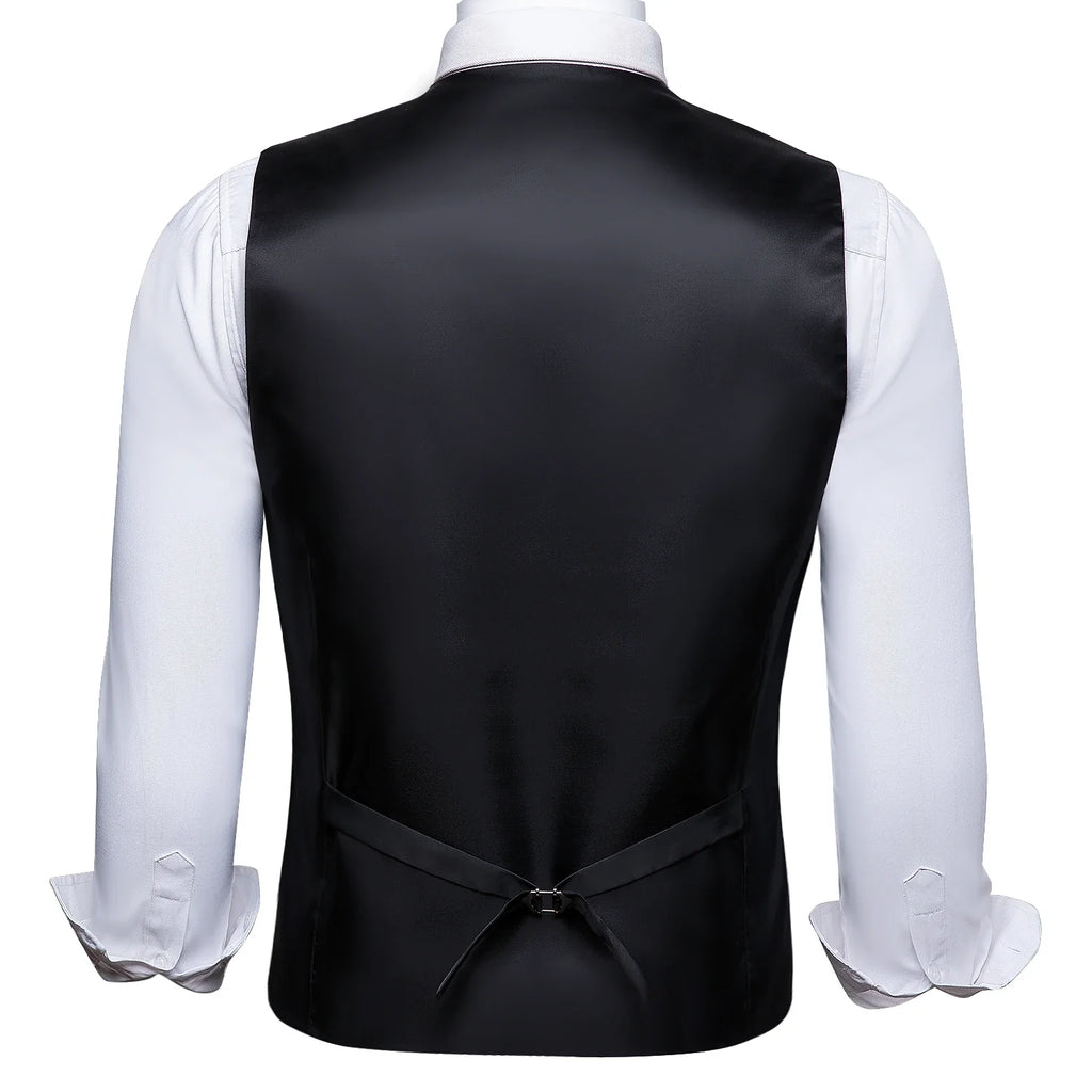 100 Colors Men Vest Tie Hanky Cufflinks Set Waistcoat Paisley Floral Jacquard Sleeveless Jacket Wedding Business
