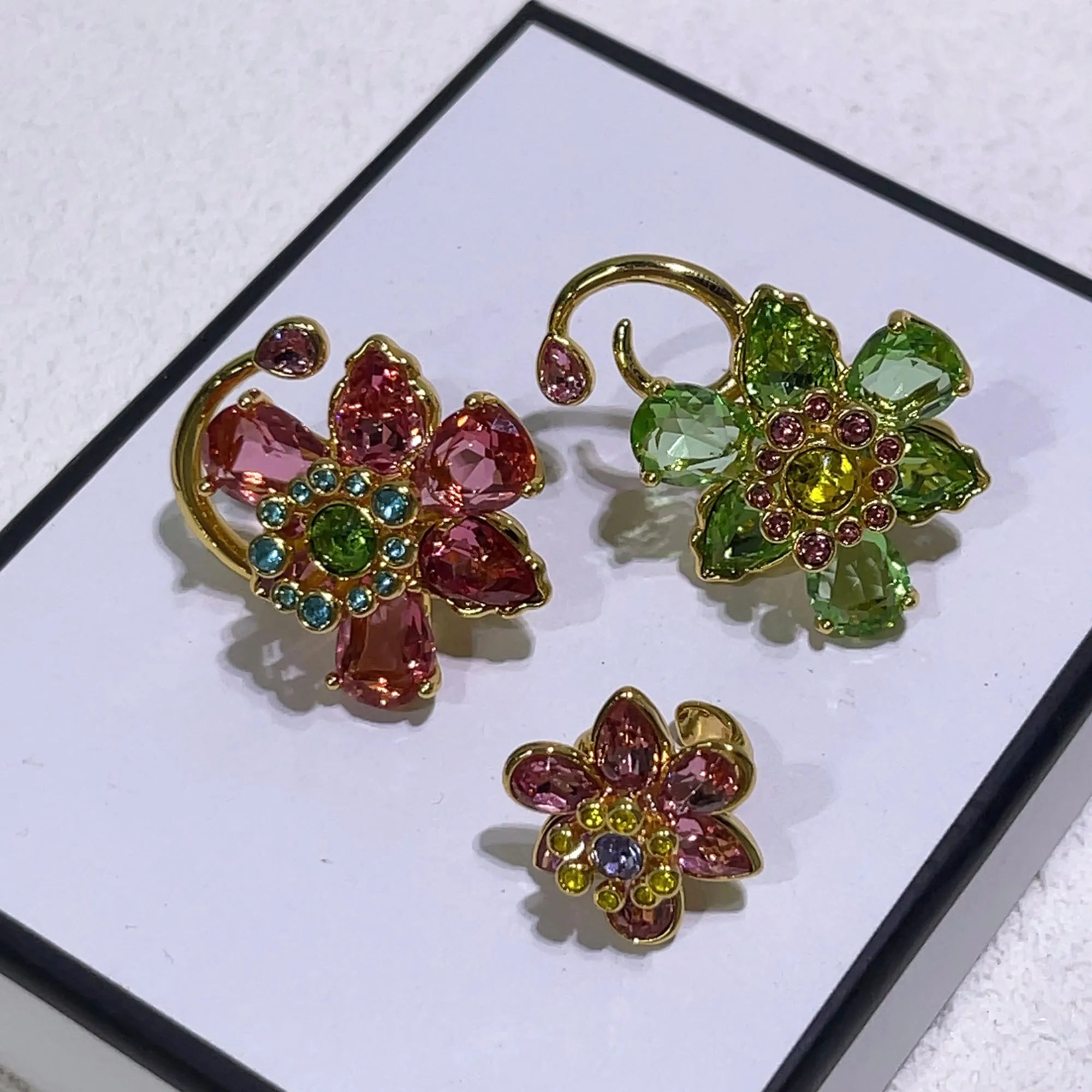 Flower Crystal Boutique Irregular Original Jewelry Set New Color Earring Exquisite Necklace Ring Bracelet Wedding Gift for Women