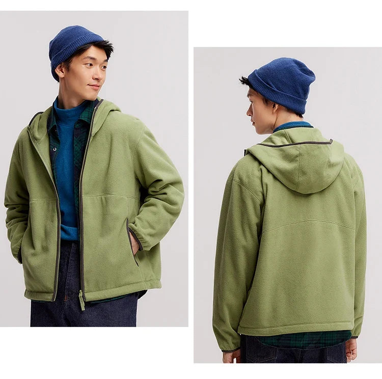 Jacket Men Antistatic Polar Fleece 2024 New Winter Furry Coat Loose Hooded Winter Wear Versatile Couple Style Jacket