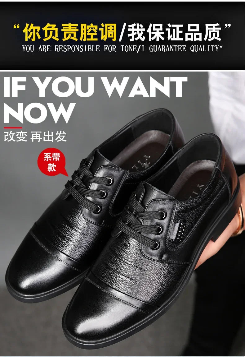 Men's Genuine Cow Leather Shoes Business Casual Shoes With Triple-Stitched Soles For Middle-Aged And Elderly Men 2025