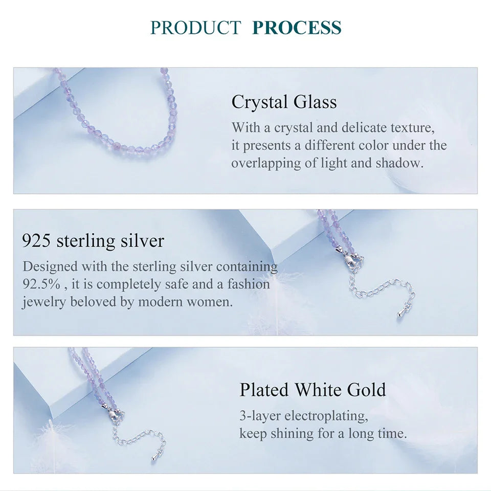 Amethyst Necklace for Women 3mm Handmade Amethyst Beaded Necklace Natural Crystal Choker Necklace Jewelry Gifts BSN431