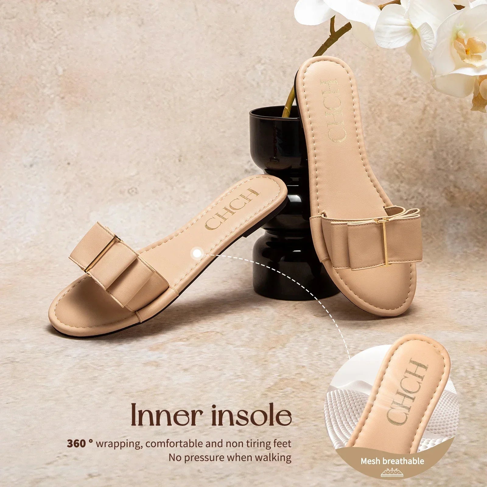 Women's Flat Shoes  New Summer Bow Casual Slippers Black Commuting Woman Shoes