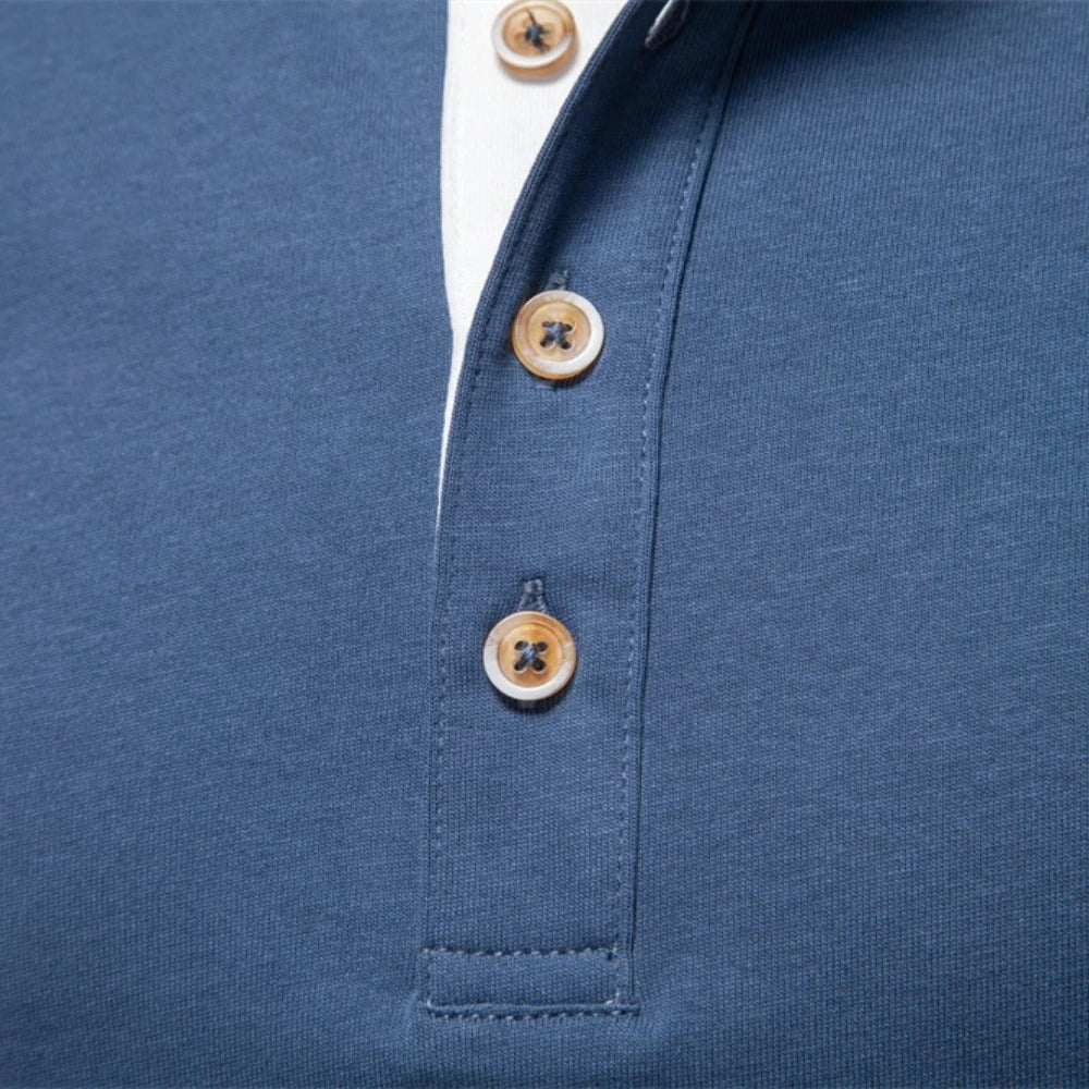 Men's Long SleeveT-shirt Fashion HIgh Quality Cotton t shirt for man button collar basic tshirt