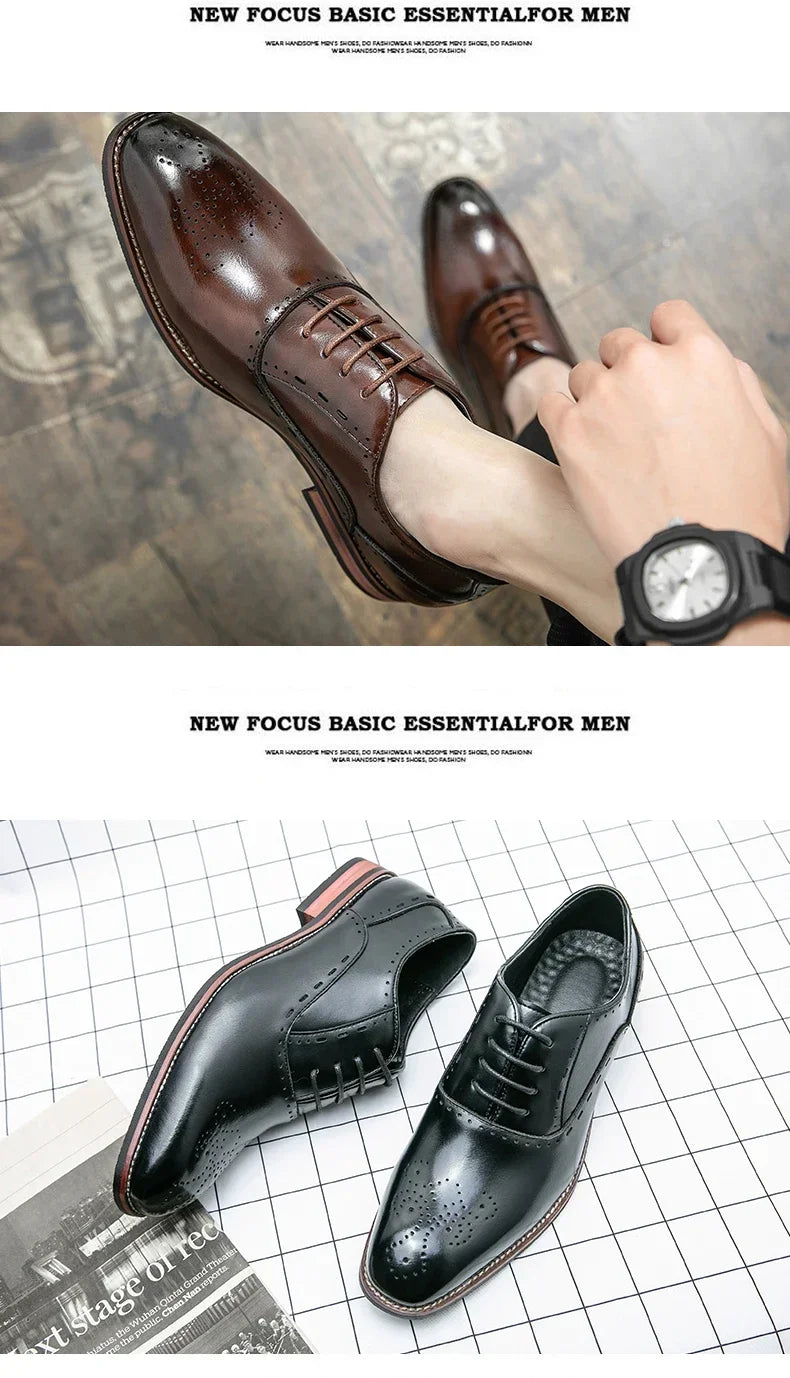 High Quality Leather Business Formal Shoes 2026 Classic Italian Casual Dress Shoes Men Elegant Office Formal Oxford Shoes