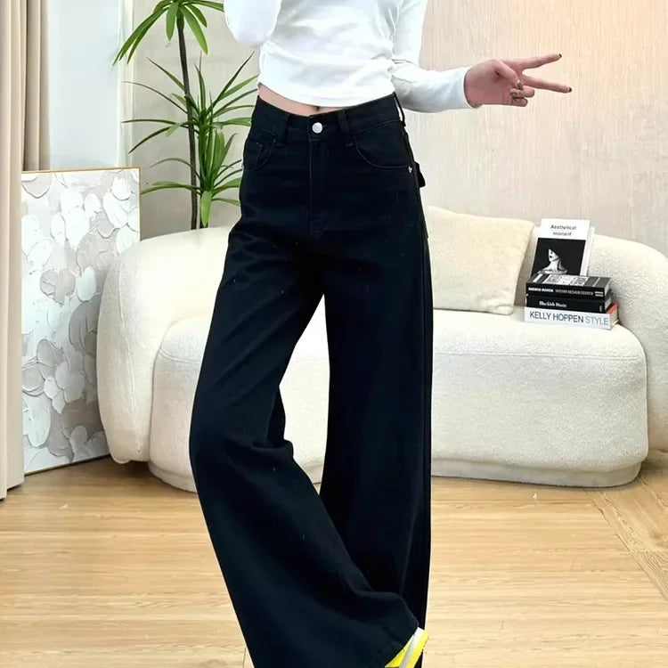 High Waist Wide Leg Black Jeans