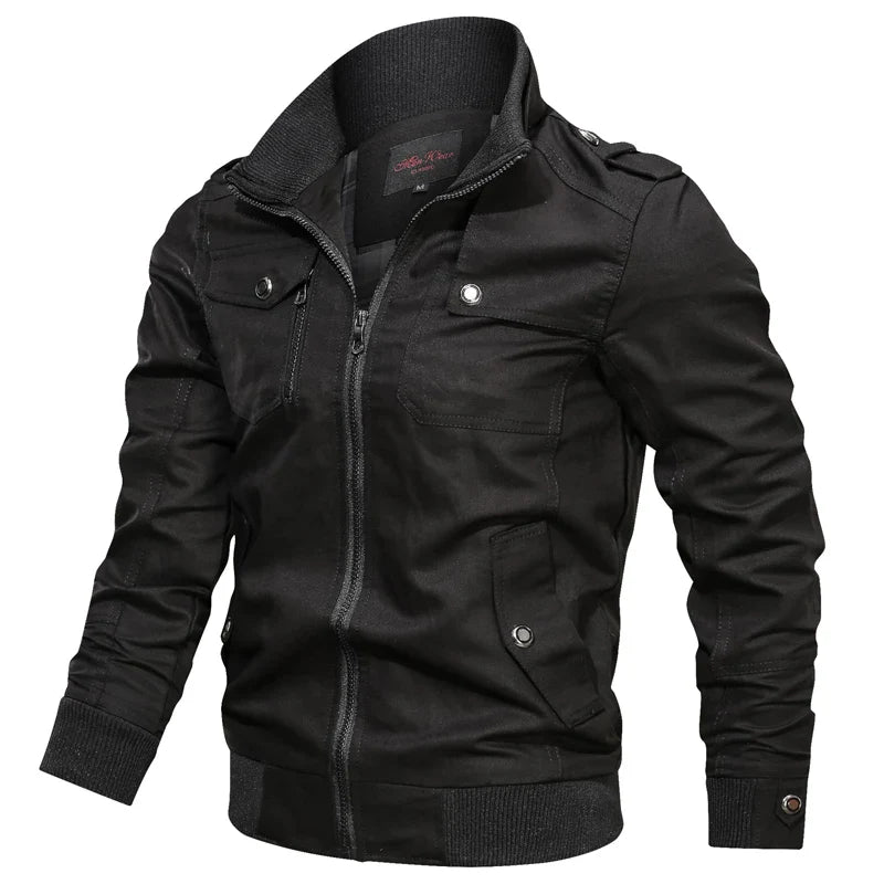 Men’s military bomber jacket, windproof autumn winter casual outdoor coat, plus size M–5XL