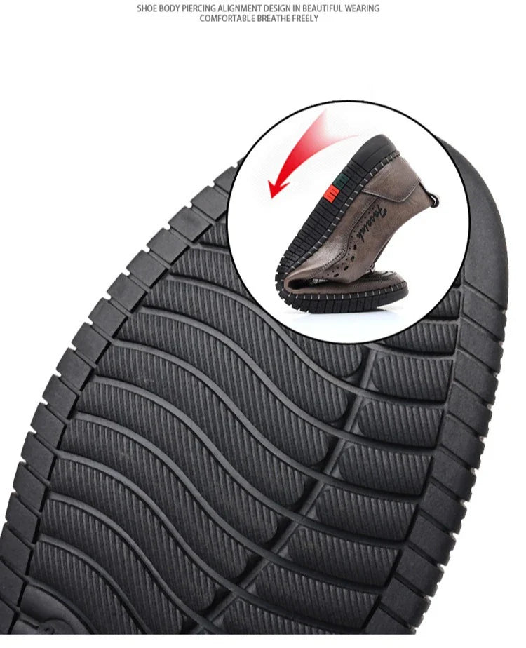 Summer New Breathable Hallow Leather Shoes for Men Solid Color Fashion Casual Driving Shoes Male Low Top Flat Shoes Man