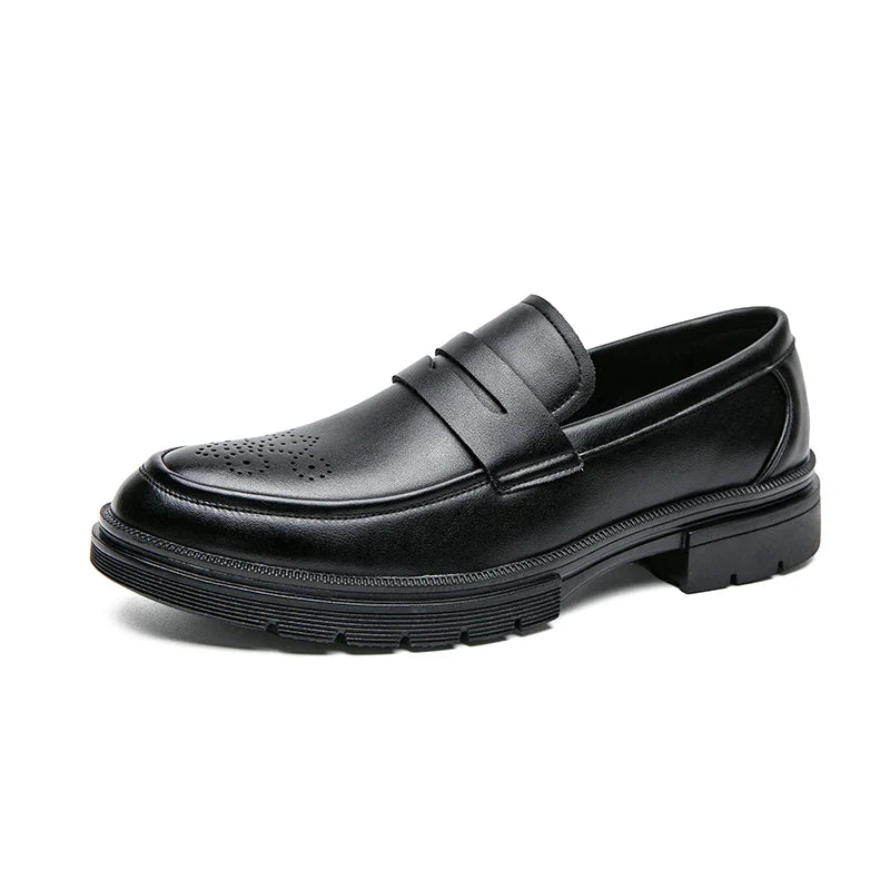 Spring Luxury Thick soled Casual Shoes Men's Black Penny loafers men Brown Business Office Dress Shoes for Mentênis masculino