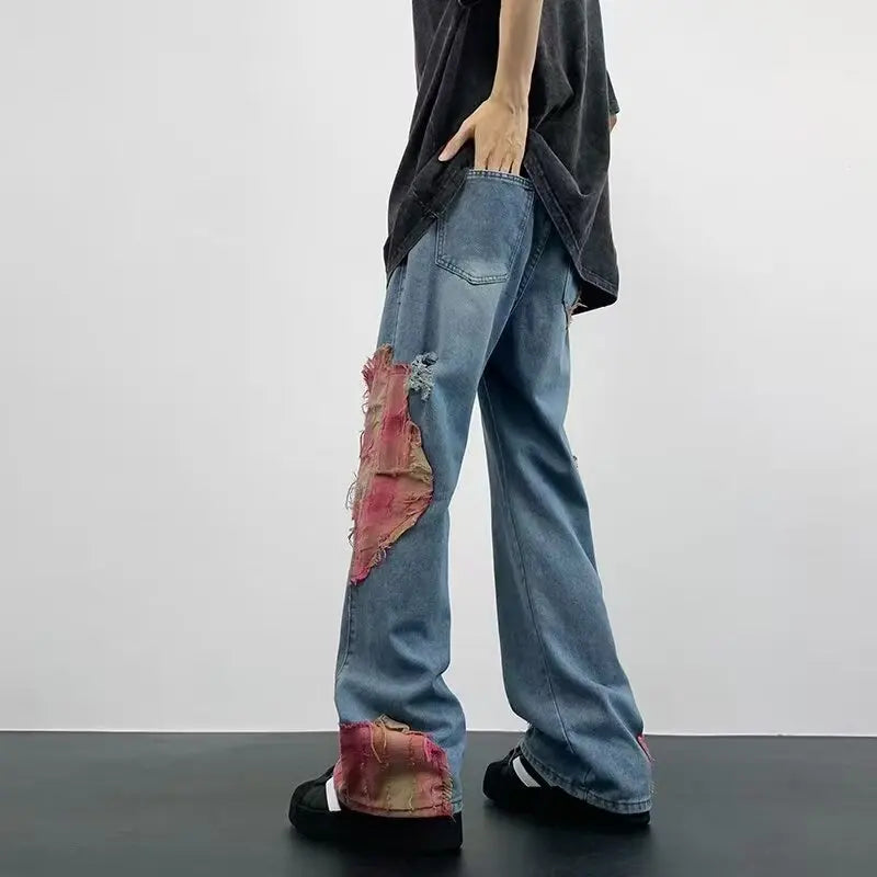 High Street Hip-Hop Flared Jeans for And Summer Street Design Splicing Mopping Pants, for Outdoor | Kpop Demon | Halloween | Jor
