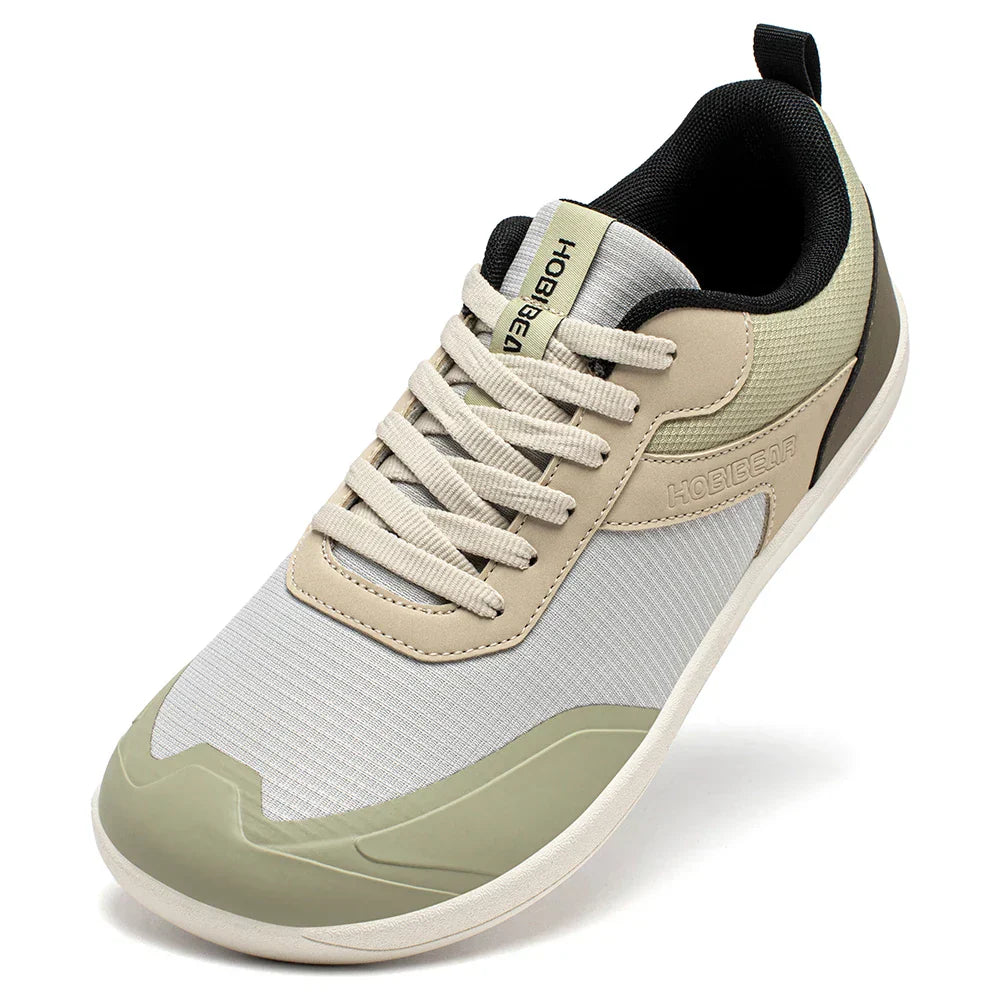 Wide Toe Shoes Mens Womens Minimalist Mesh Artificial Leather Sneakers Lace Up Lightweight Breathable Walking Shoes