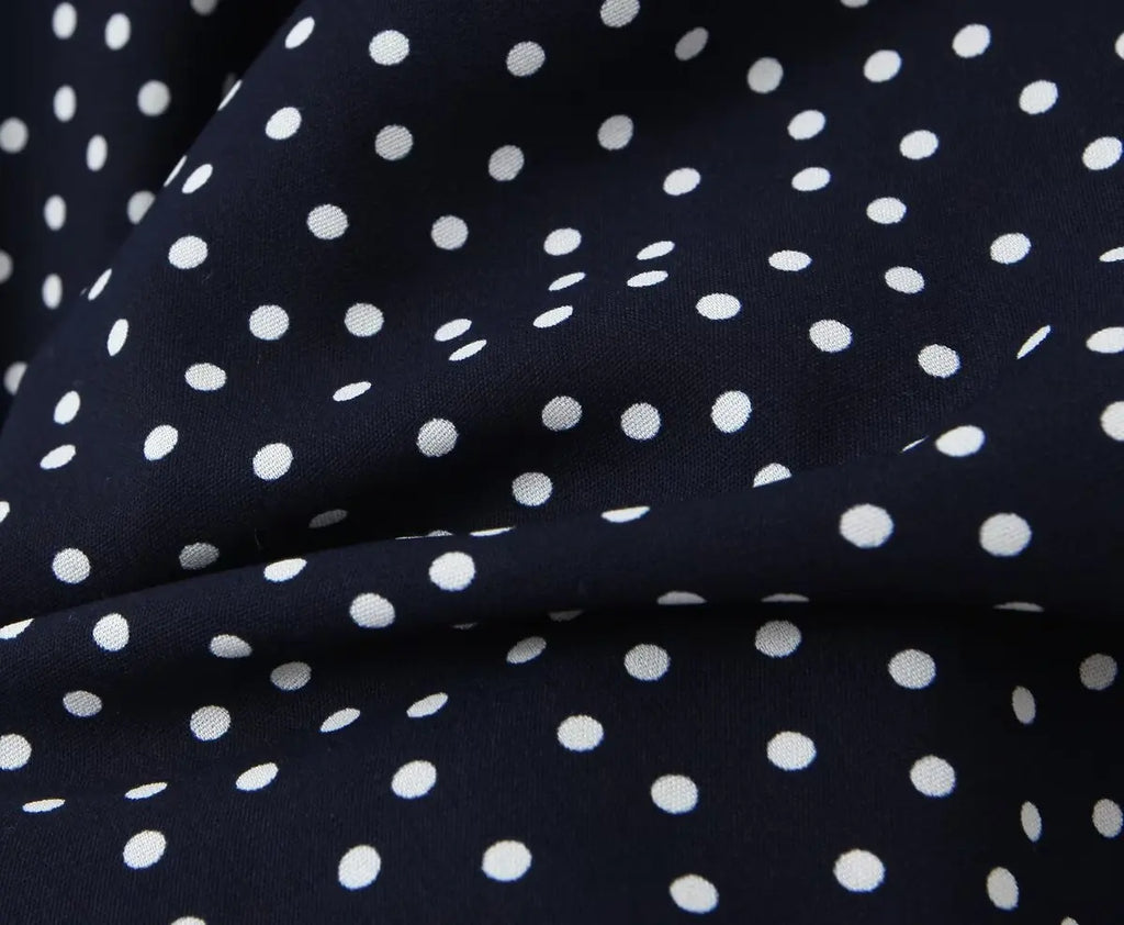2025 Women Navy Blue Polka Dot Long Dress Lace Trim V Neck Short Sleeve A-line Elegant Holiday Dresses Summe Maxi Robe