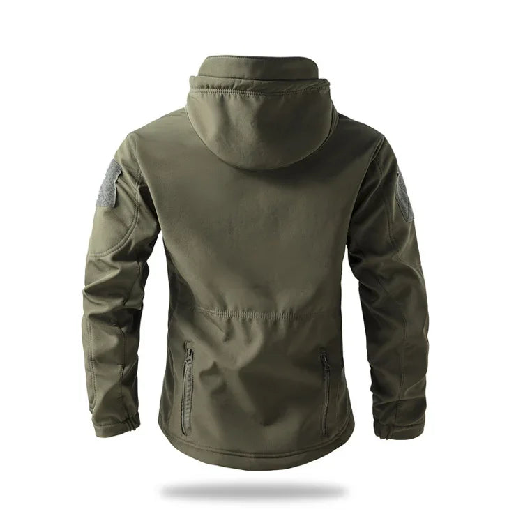 New Soft Shell Tactical Jacket  Men Winter Fleece Hooded Coat Hunting Clothes Outdoor Camouflage CS Tops Waterproof Windproof