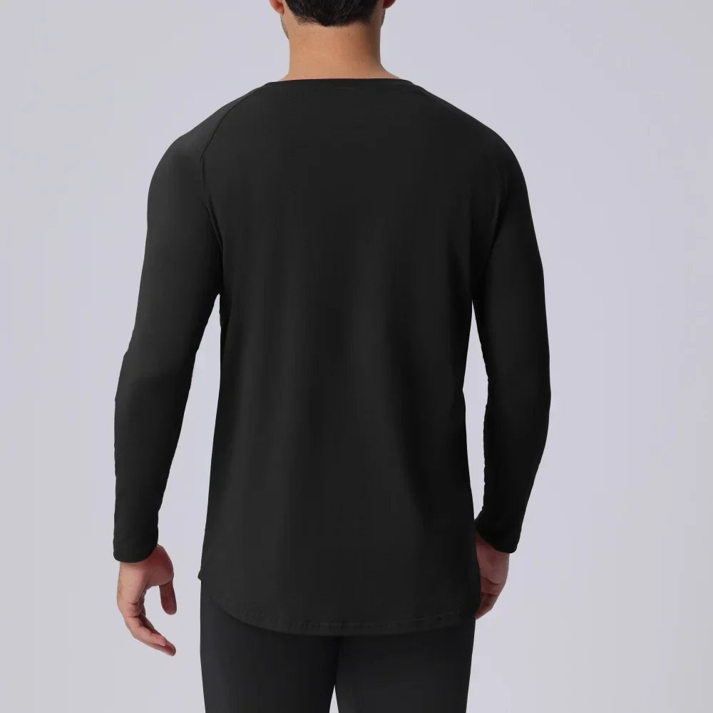 Plain Spring Autunm Cotton Long Sleeve T-shirts Gym Clothing Bodybuilding Fitness Clothing Mens Casual Slim Fit Sports Shirts