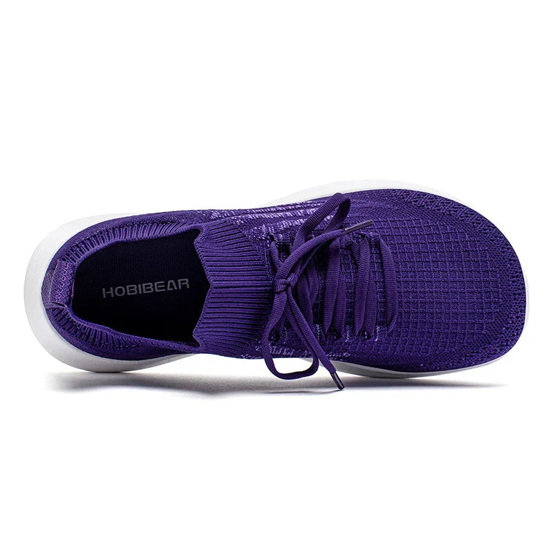 Unisex Running Sneakers Wide Toe Mesh Breathable Walking Shoes Non Slip Lace-Up Hiking Sneakers