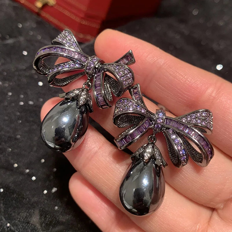 Purple Knot Pearl Earrings For Jewelry Gift