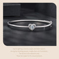 0.5CT Hollowed Heart Moissanite Bracelet Round Cut D Color Wrist Cuff Bangle 925 Sterling Silver for Women Wedding Gift