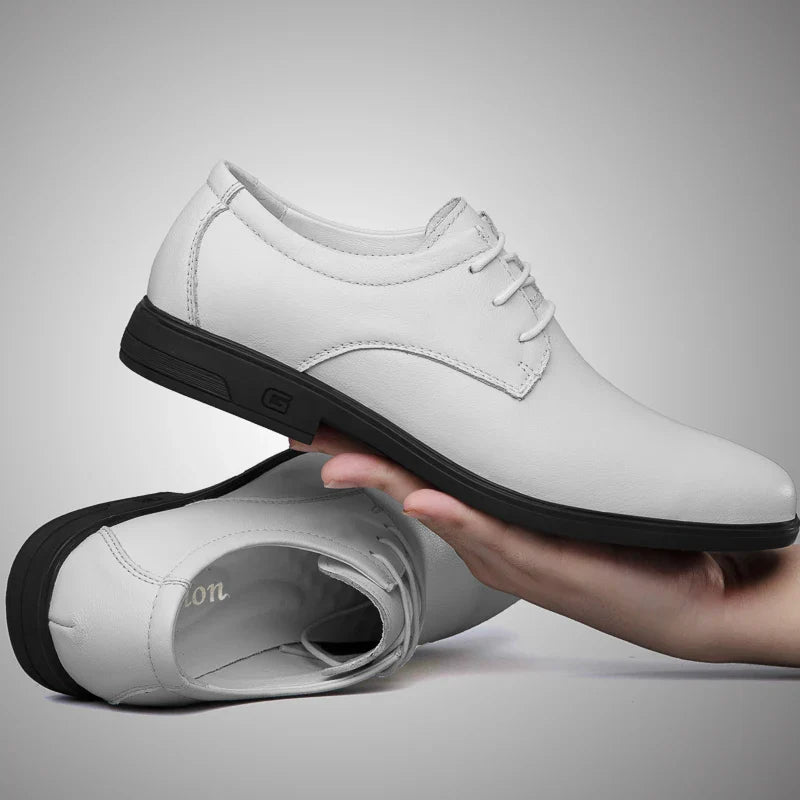 2024 Man Cow Leather Shoes Rubber Sole Casual Men's Shoes Formal Office Business Dress Genuine Leather Oxfords Wedding Shoes