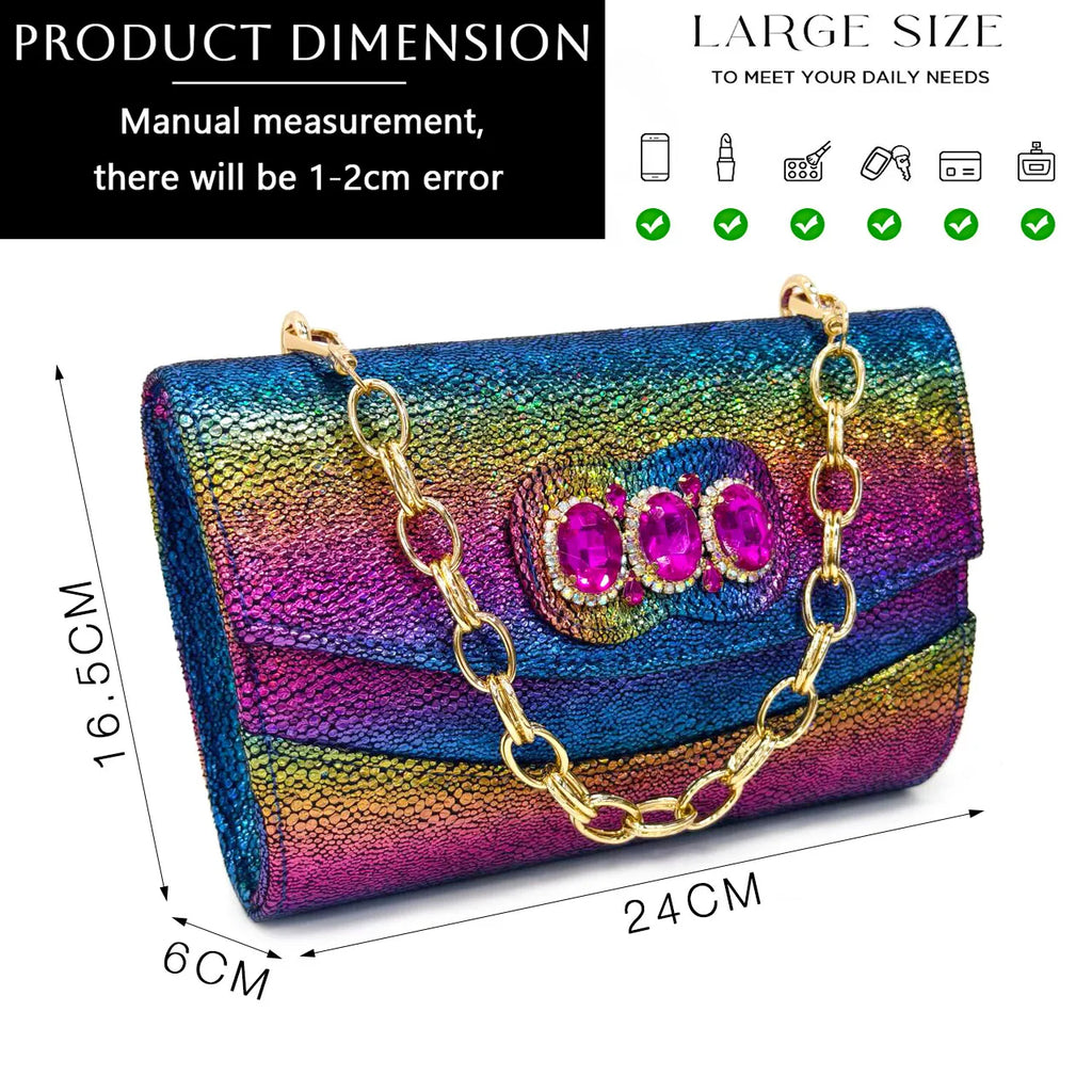 Shiny Peep Toe Women Chunky Heel Fashion Rhinestone Decoration Shoes And Bag Set
