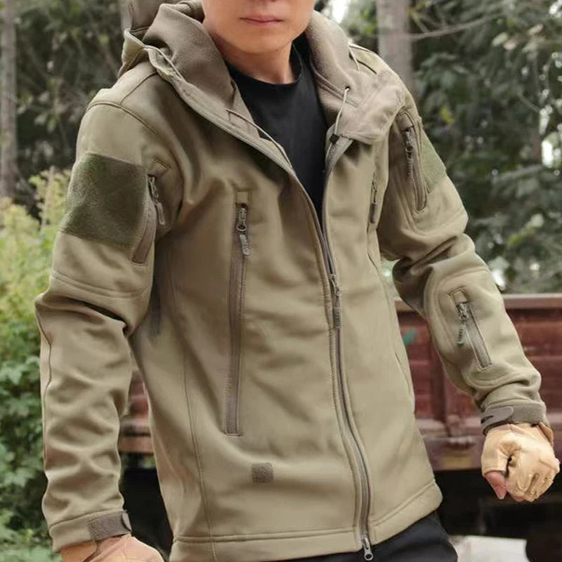Men Cargo Autumn Winter Fleece Sharkskin Hiking Jackets Tactical Military Army Climbing Trekking Casual Trainning Camping Coat