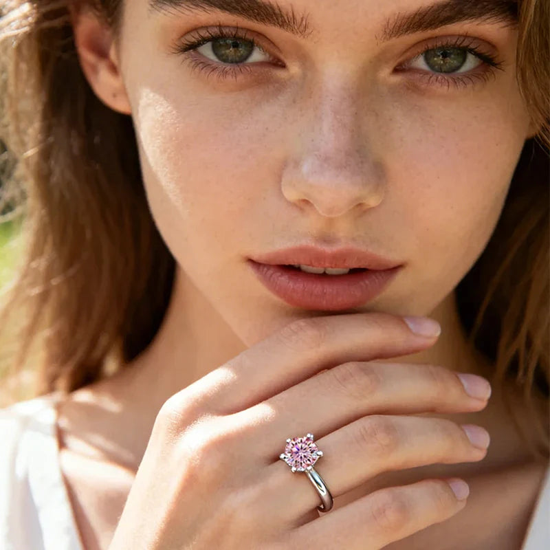 0.5ct 1ct 2ct 3ct Blue Pink Purple Black Moissanite Rings for Women Sterling 925 Silver Wedding Party Band Woman's Ring