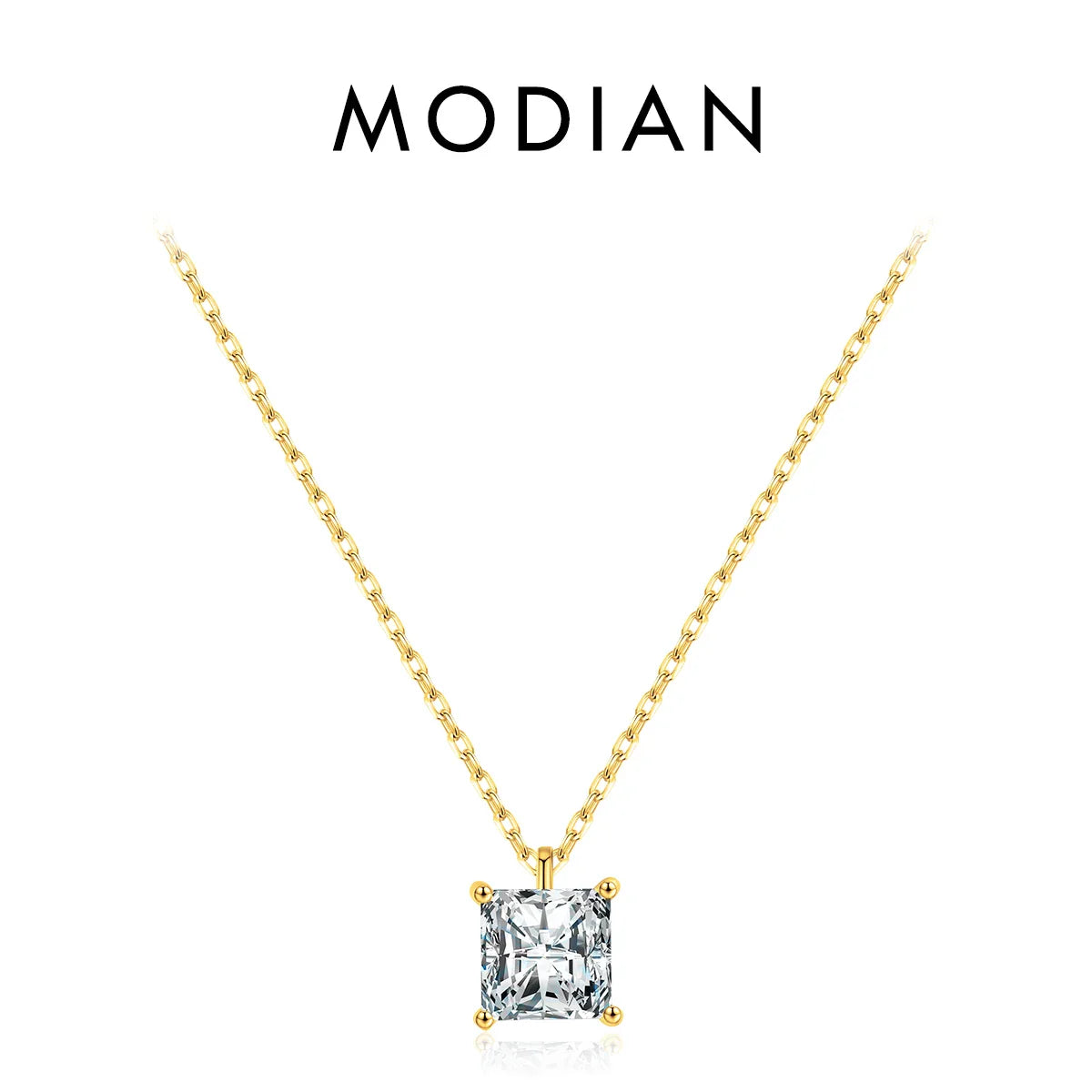 925 Sterling Silver Square Sparkling AAAAA CZ Pendant Necklace Platinum Plated Neck Chain for Wowen Weddng Fine Jewelry