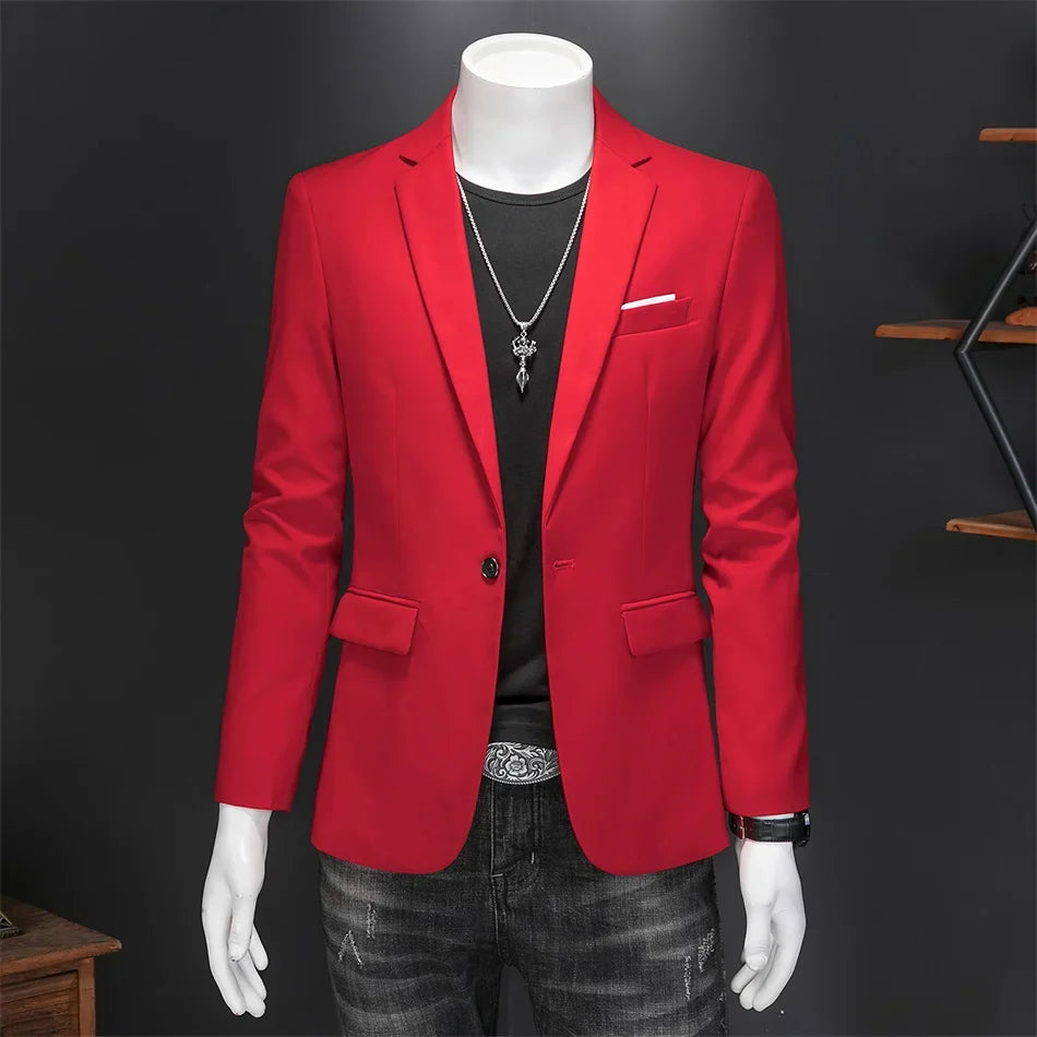 15 Color Fashion Mens Suit Jacket High Quality Slim Fit Solid Color Casual Business Mens Blazers Formal Office Wedding Suit Tops