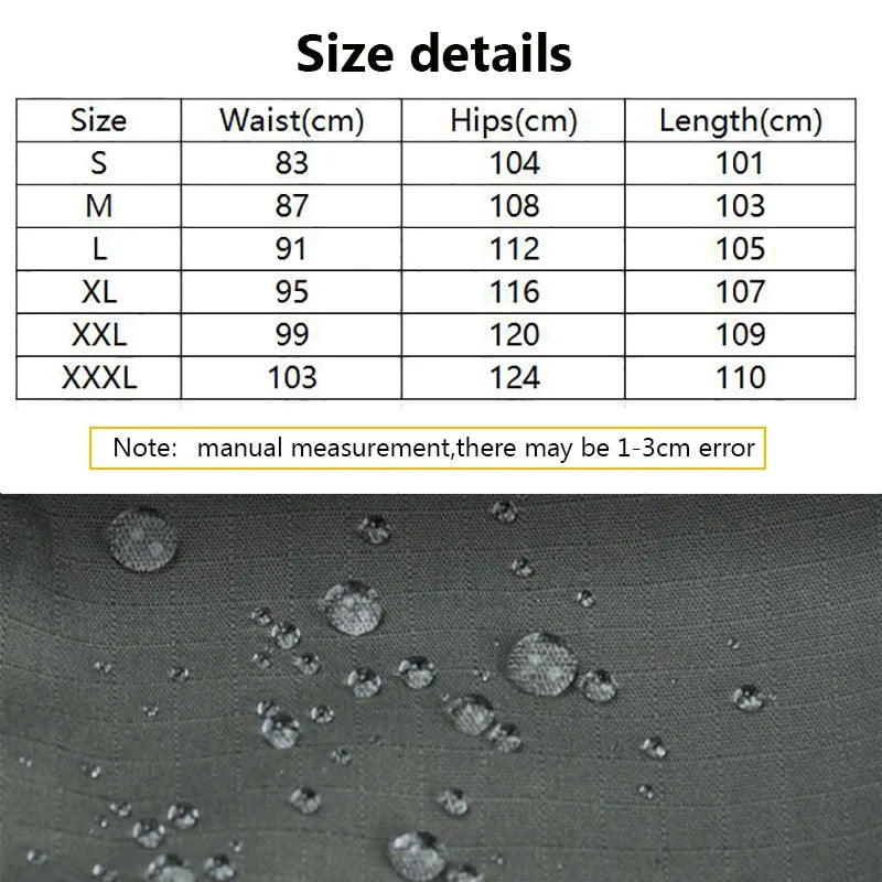 Outdoor Tactical Pants Men Casual Cargo Trousers Multi-pocket Waterproof Pant Autumn Spring Outdoor Workwear Hiking Trousers