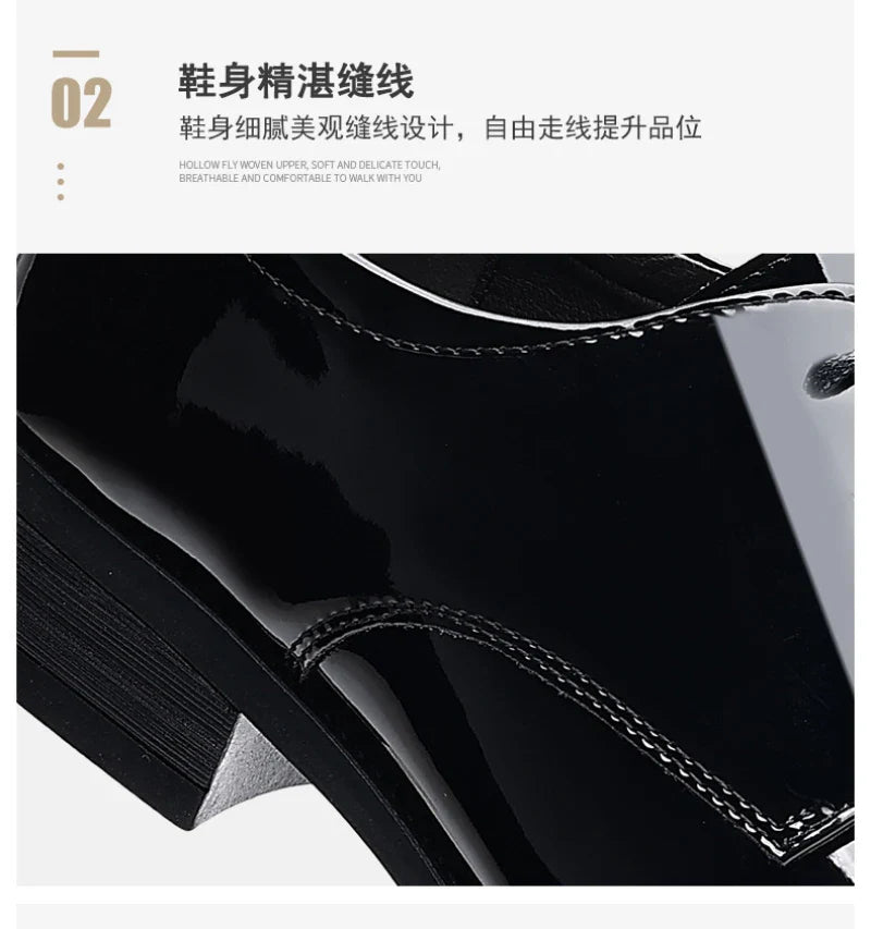 Spring British Style Formal Dress Shoes Black Business Oxfords For Groom Wedding Office Comfortable Big Size Footwear Non Slip