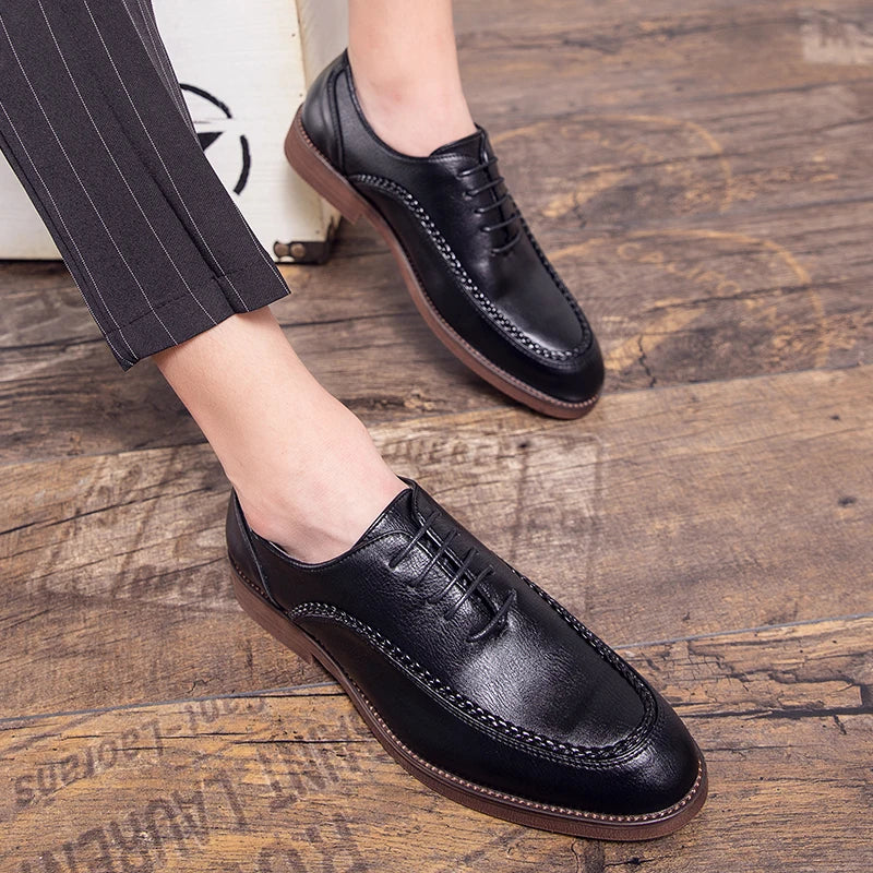 Spring Autumn New Men's Genuine Leather Casual Shoes Outdoor Work Shoes Office Dress Shoes Men's Wedding Shoes Free Delivery