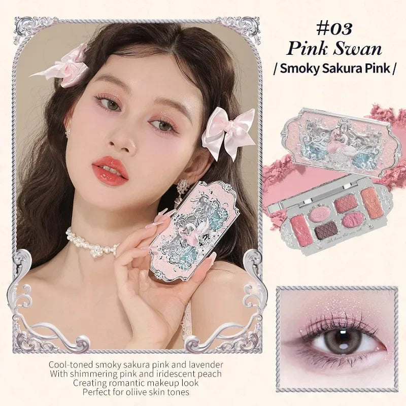Makeup Set Swan Ballet Concealer Palette Embossed Blusher Shine Lipstick Kit With Bag THE SWEETIE BEAR Bunny Garden