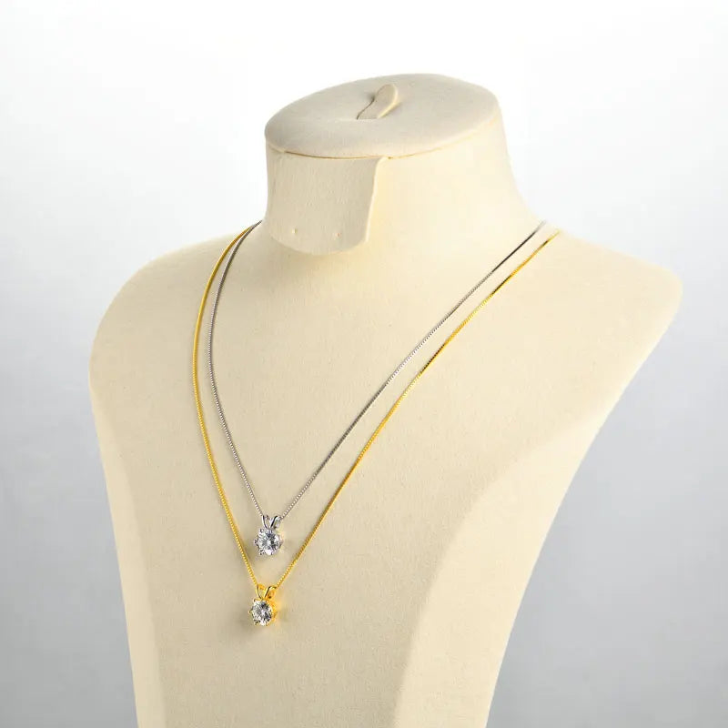 Certified 0.5ct–5ct Moissanite Necklace Sparkling Solitaire Lab-Grown Diamond Pendant Necklaces for Women Daily Jewelry
