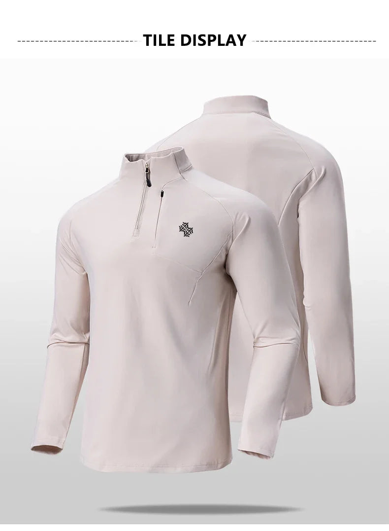 Autumn/Winter New Men's Outdoor Sports With a Base Shirt Running Skiing Mountaineering Fitness Sports Long Sleeve T-Shirt