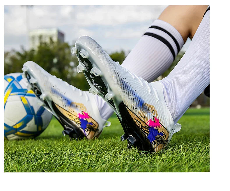 New Men Football Boots Cleats Training Shoes Soccer Shoes Non-Slip Match Ultralight Soccer FG Long Spikes Outdoor Drop Shipping