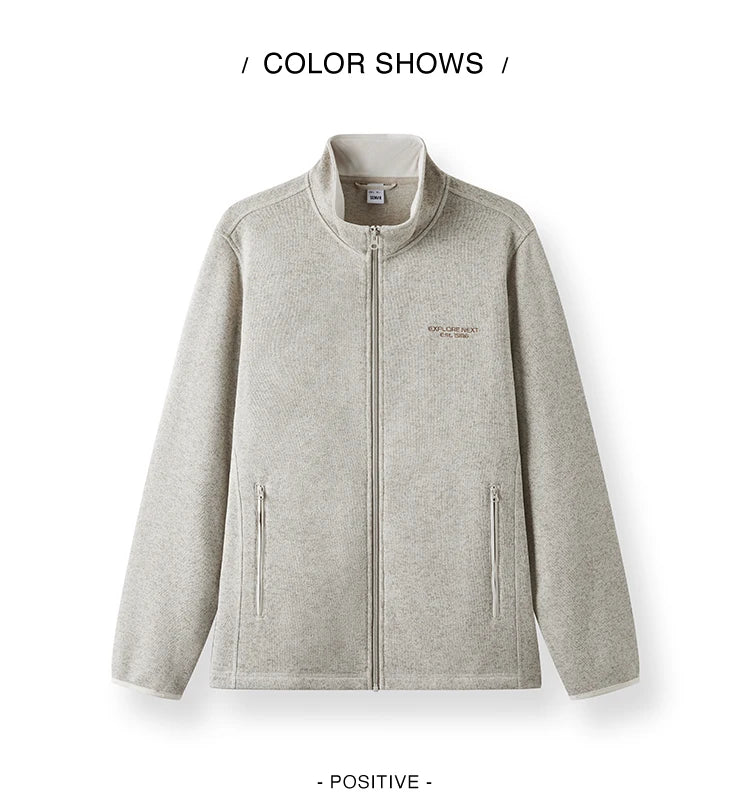 Jacket Men Antistatic Heather Knit Zip Stand Collar 2025 Autumn Winter Embroidery Top Casual Fashion Menswear Clothing