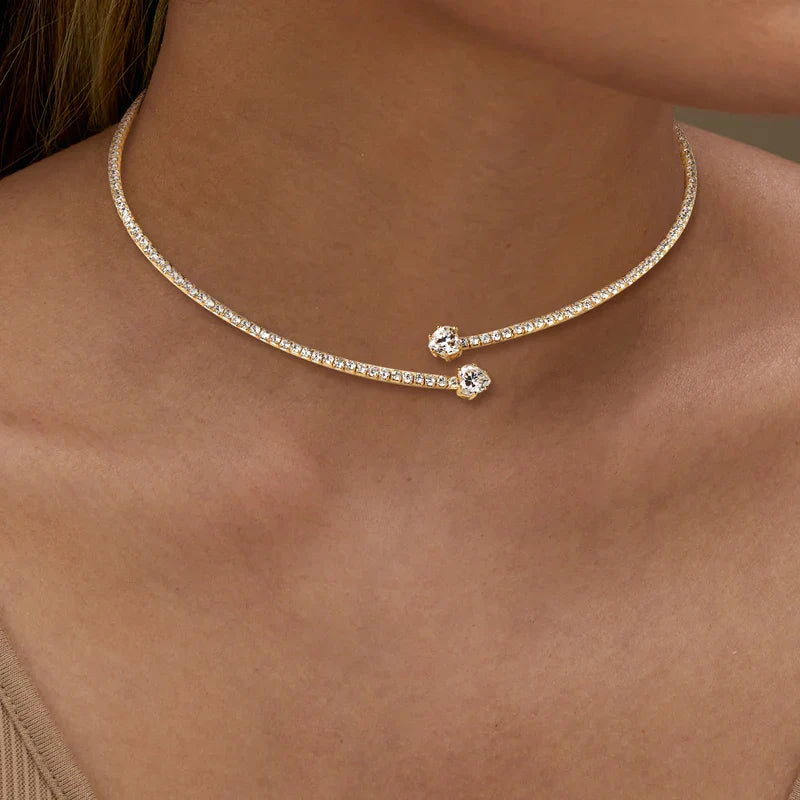 Heart Moissanite Collar Choker Necklace for Women 925 Sterling Silver Simple Open Collar Necklaces Jewelry Accessories