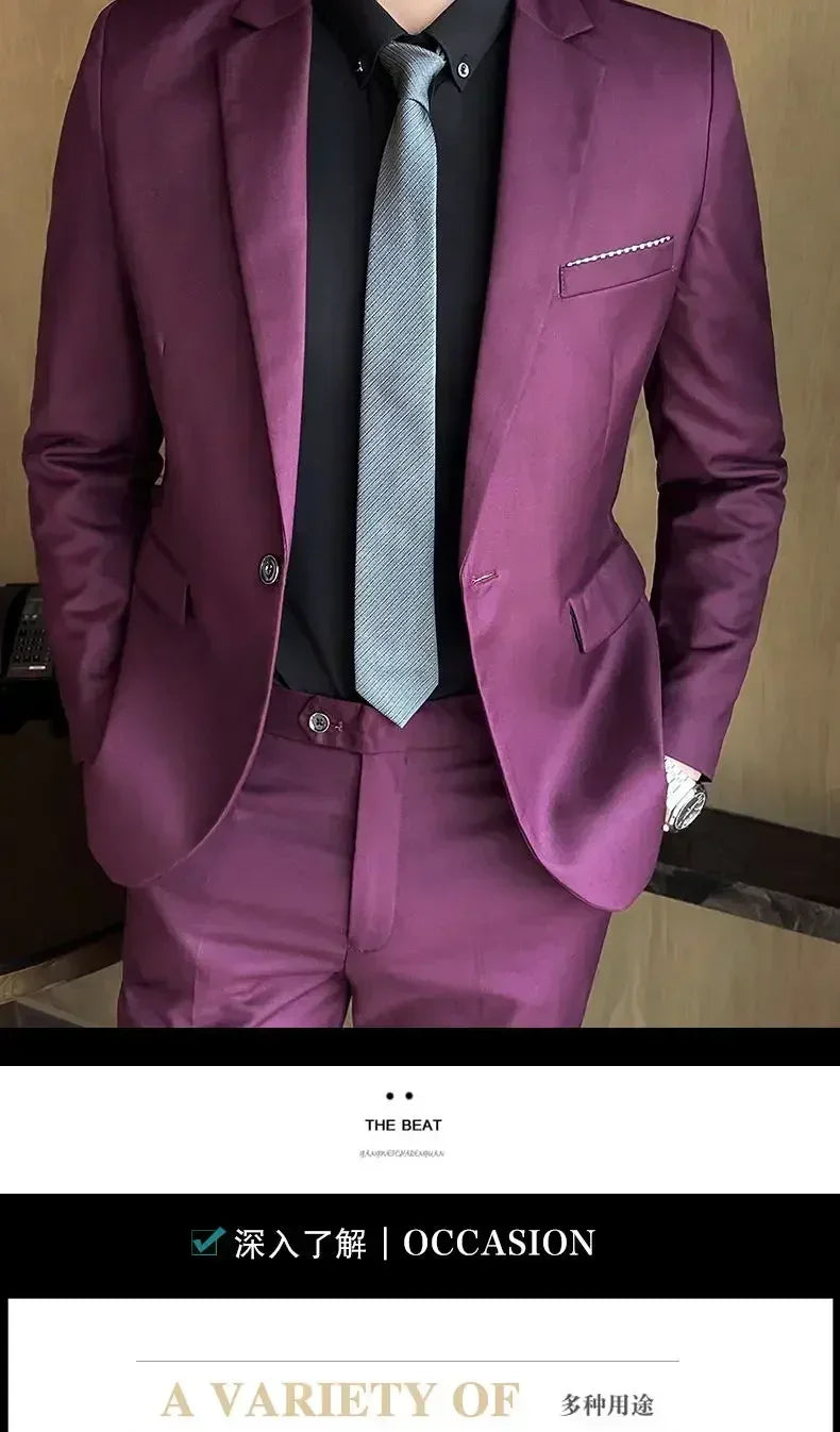 S-8XL (Blazer+ Vest + Pants) Men's fashion casual outdoor gentleman business wedding slim-fit formal British style wedding suit