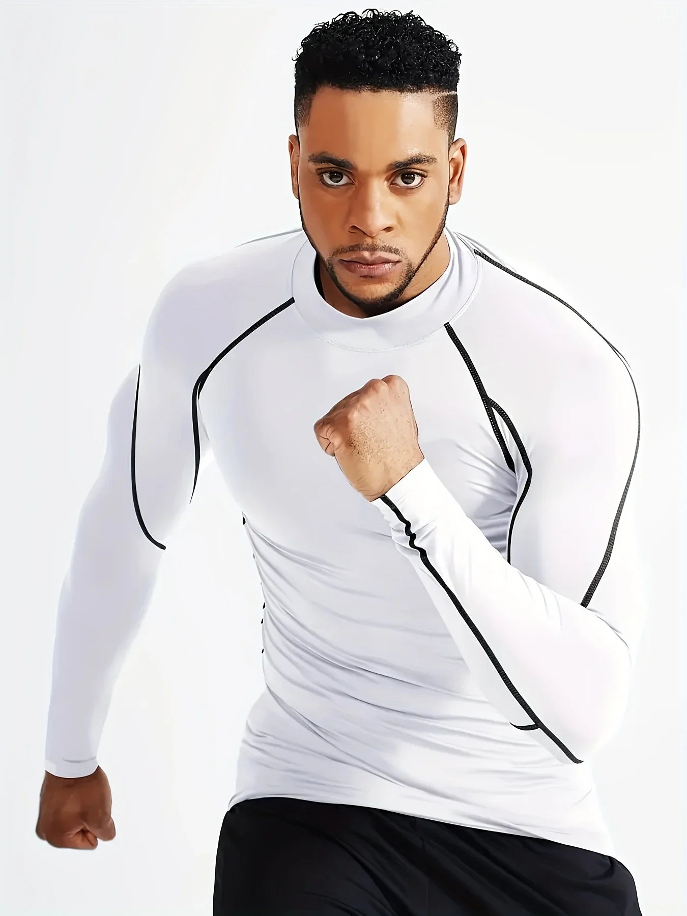 Fitness tight fitting men's long sleeved sports running basketball elastic base shirt with quick absorption and sweat wicking pr