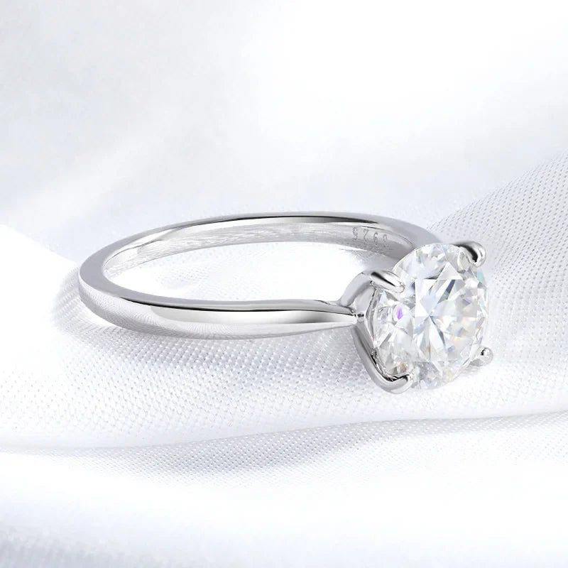 White Gold 2ct 100% Moissanite Engagement Ring for Women S925 Sterling Silver Lab Diamond Promise Wedding Band Jewelry