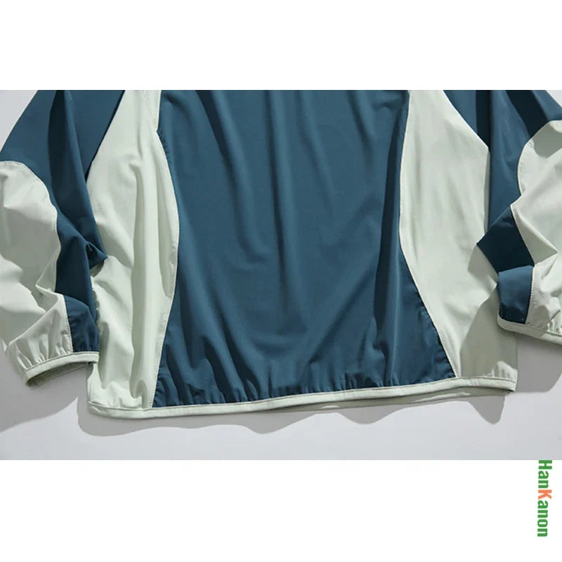 Spring New Arrival Techwear Color-Blocking Stand Collar Sweatshirt - American Designer Outdoor Sports Casual Loose Fit Top