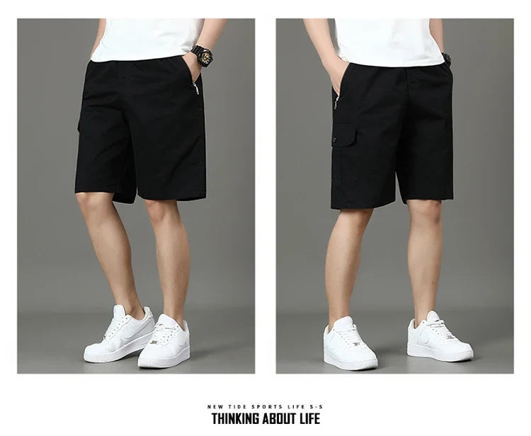 Summer new men's work shorts pocket zip trend versatile casual trousers five work trousers
