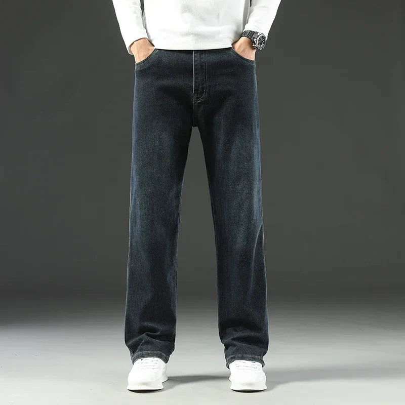 2025 New Style Y2 Spring and Autumn Loose Jeans Men's Baggy Straight Wide Leg Business Casual Pants Brand Men's Clothing