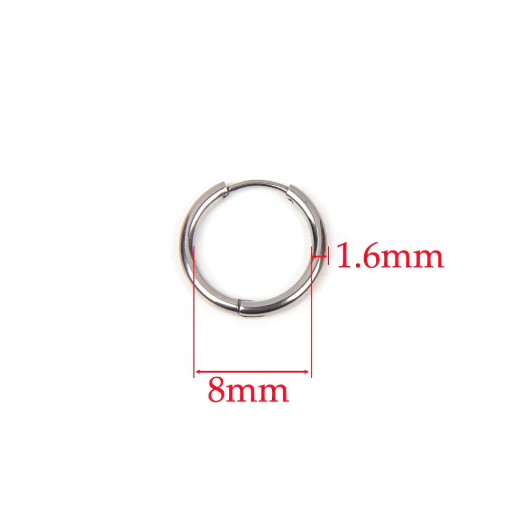 10pcs 316L Stainless Steel Hoop Earrings Women Men Punk Hiphop Circular Ear Buckle Ring Jewelry Gold Color Accessories Wholesale