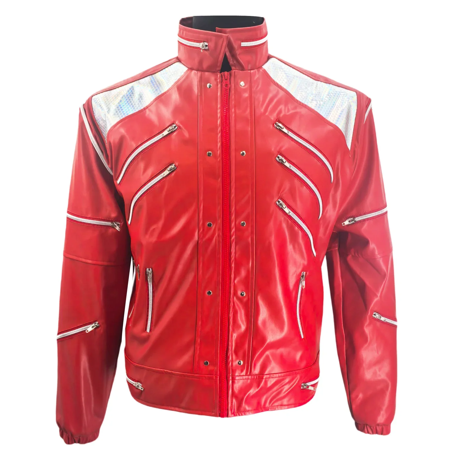 Punk Red Zipper Michael Casual Costumes America Fashion Style Jacket Outwear Imitation