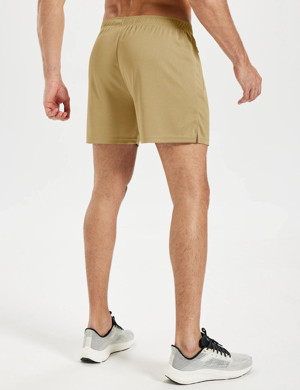 Men's Athletic Running Shorts Mesh Quick Dry Lightweight 5 inches Drawstring Gym Workout Shorts with Zipper Pockets