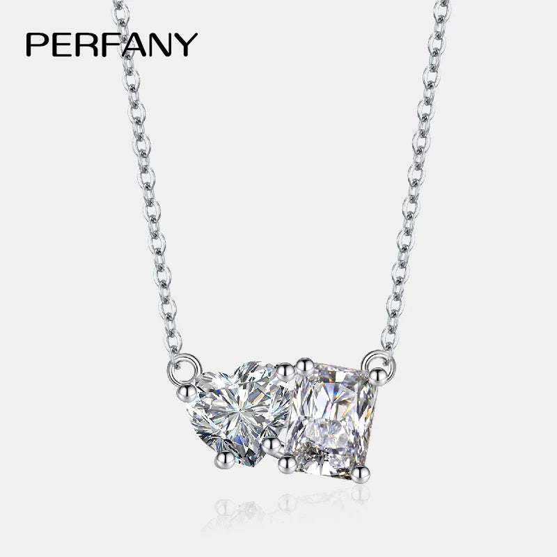 Radiant Emerald Cut 2CT Moissanite Necklace for Women S925 Pure Silver Heart Diamond Pendant Fashion Wedding Jewelry